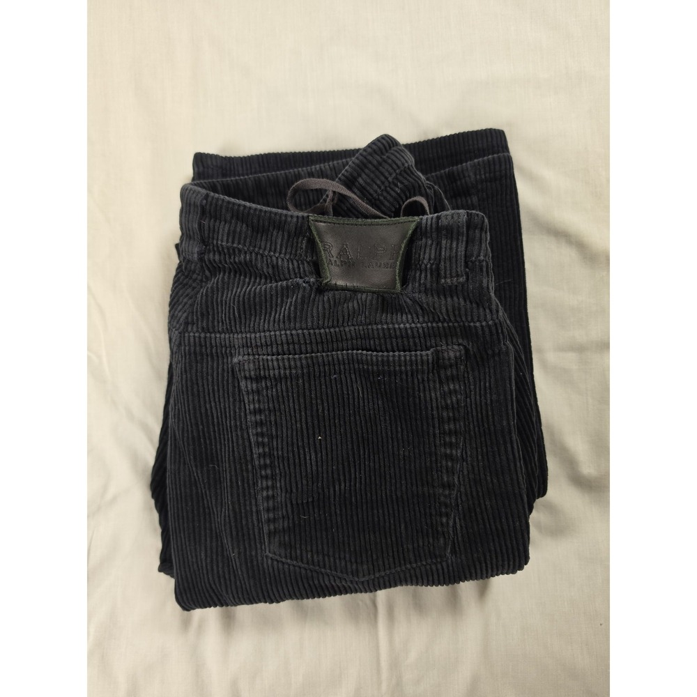 Ralph Lauren Pants Womens 8 Blue Corduroy Bootcut Khakis Cotton Logo Patch